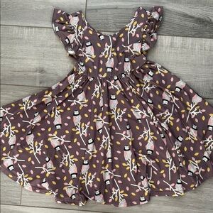 Dot dot smile empire Kids Dress with Owl Print